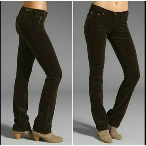 AG Adriano Goldschmied Brown Corduroy The Ballad Slim Boot Cut Jeans Size 30R - Picture 1 of 14